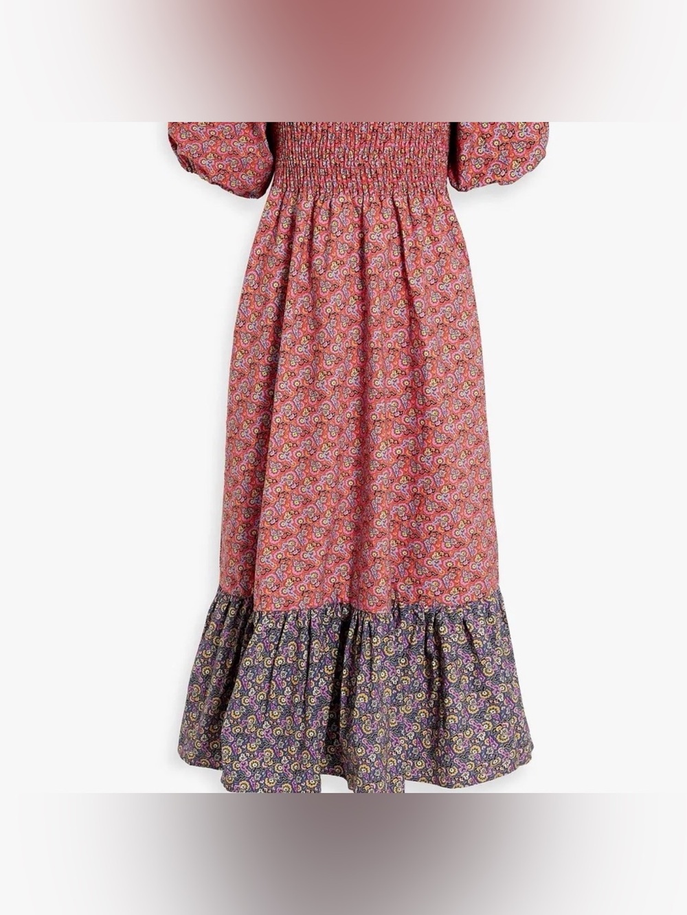 Rhode Eloise shirred floral print cotton midi dress size XS